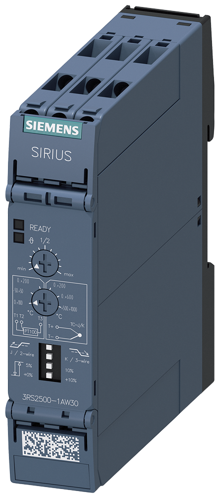 SIEMENS 3RS2500-1AW30 Temperature relay, Pt100, thermocoupl. J, K, 24-240 V AC/DC, 1 CO, screw terminal
