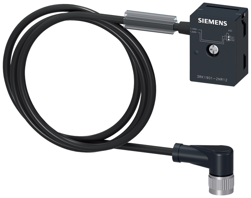 SIEMENS 3RK1901-2NR12 AS-Interface M12 branch U_ASI without Uaux, 2 m, M12 cable socket IP67/68/69K, max. 4 A