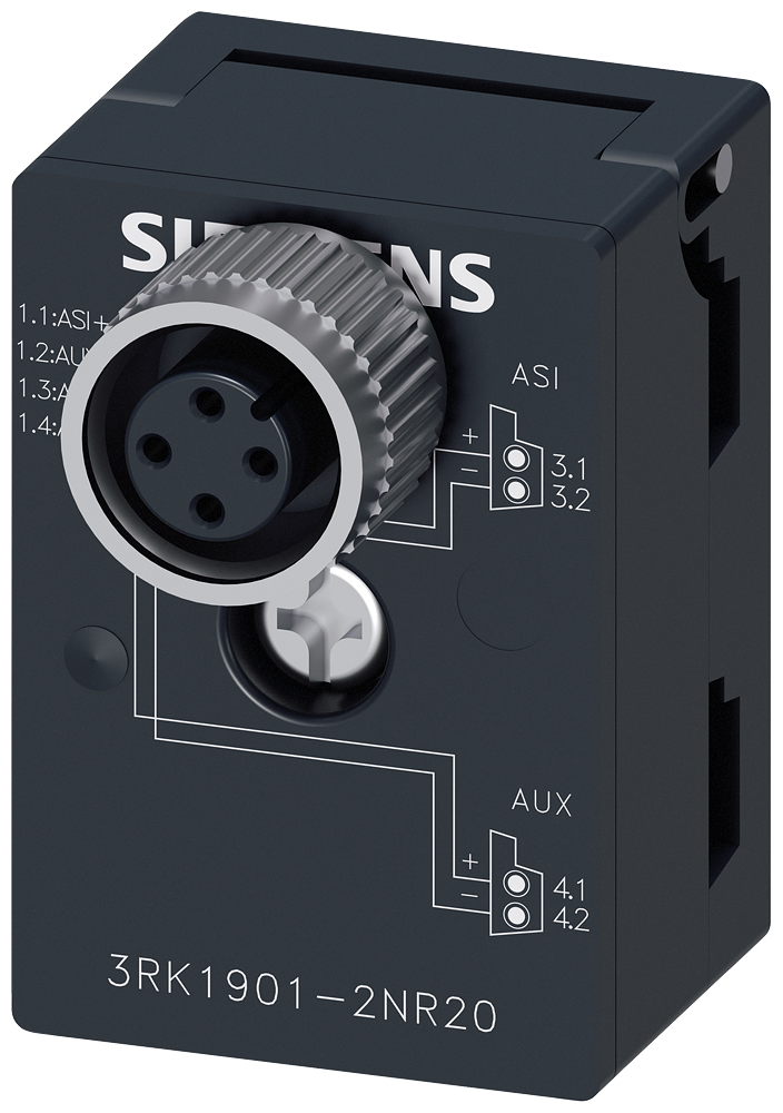 SIEMENS 3RK1901-2NR20 AS-Interface M12 branch U_ASI and Uaux, with M12 socket IP67/68/69K, max. 4 A