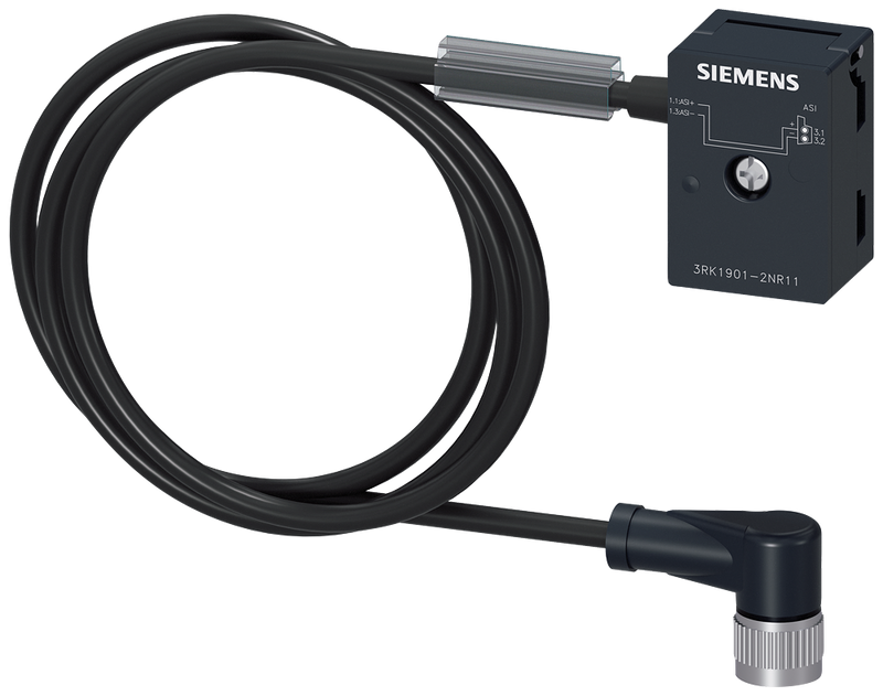 SIEMENS 3RK1901-2NR11 AS-Interface M12 branch U_ASI without Uaux, 1 m, M12 cable socket IP67/68/69K, max. 4 A