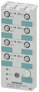 SIEMENS 3RK2200-0DQ00-0AA3 AS-i compact module K60, A/B slave, digital, 8I, IP67, 8x1 input 8xM12 socket