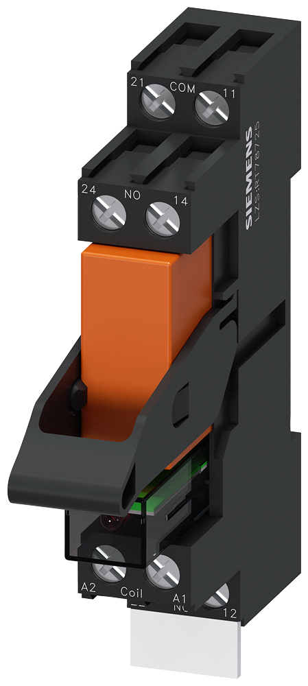 SIEMENS LZS:RT4A4L24 Plug-in relay complete unit 24 V DC, 2 CO, LED module red standard plug-in base