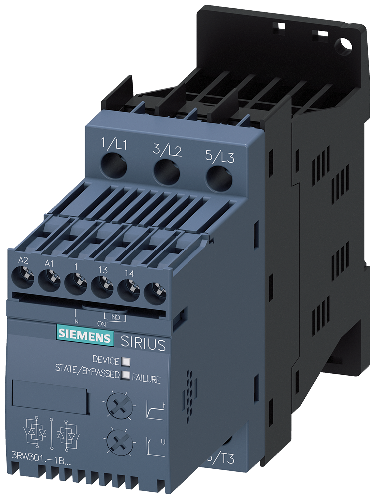 SIEMENS 3RW3013-1BB04 Soft starter S00, 3.6 A, 1.5 kW/400 V, 40 degrees, 480-200 V AC, 24 V AC/DC