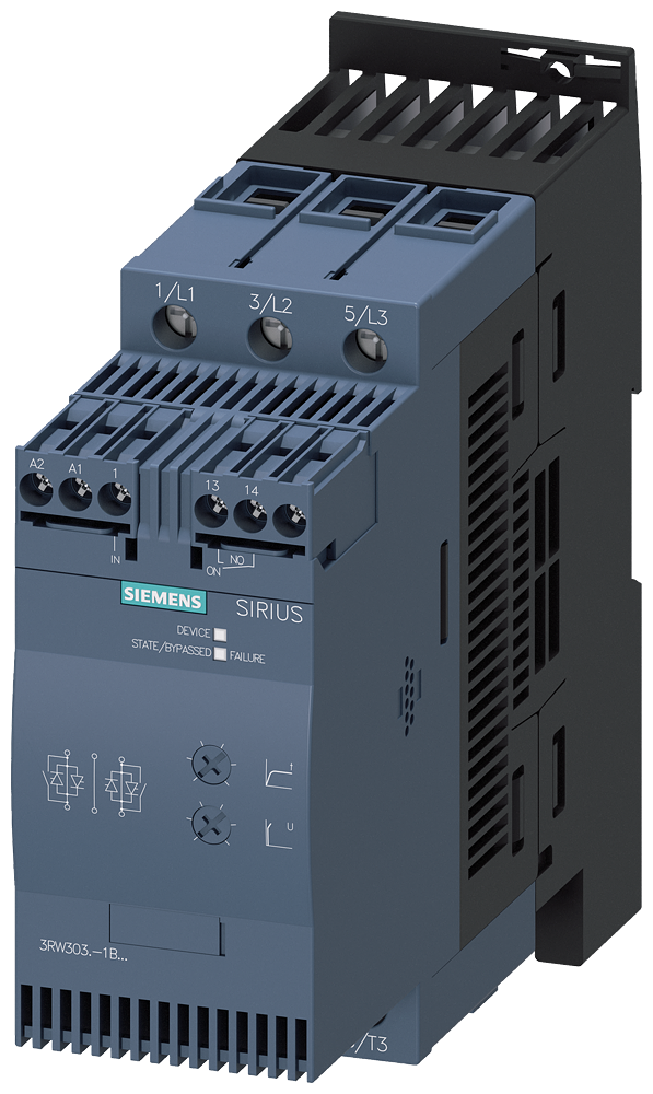 SIEMENS 3RW3037-1BB04 Soft starter S2, 63 A, 30 kW/400 V, 40 degrees, 480-200 V AC, 24 V AC/DC