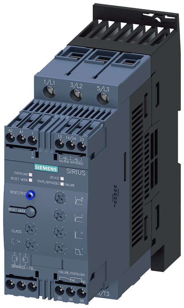 SIEMENS 3RW4037-1BB04 Soft starter S2, 63 A, 30 kW/400 V, 40 degrees, 480-200 V AC, 24 V AC/DC