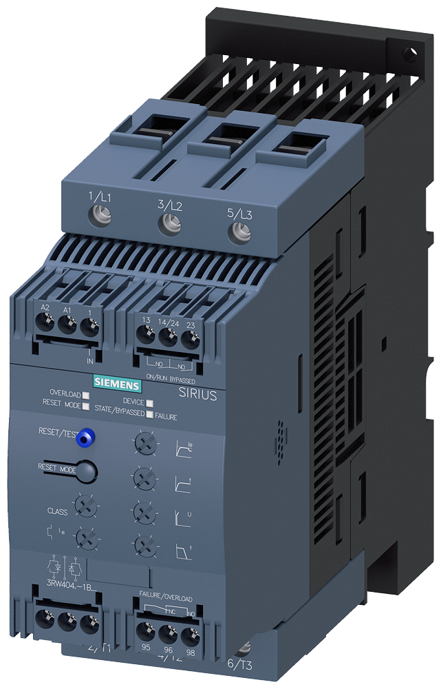 Siemens 3RW4047-1BB04 SIRIUS soft starter S3 106 A, 55 kW/400 V, 40 °C 200-480 V AC, 24 V AC/DC Screw terminals
