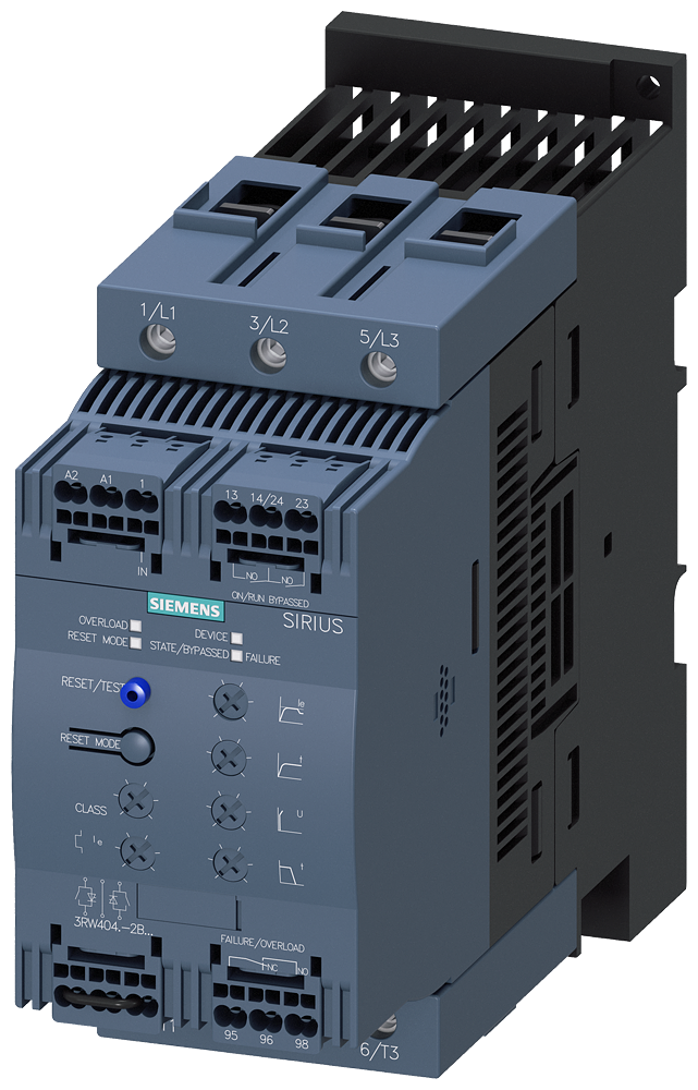 Siemens 3RW4047-2BB15 SIRIUS soft starter S3 106 A, 75 kW/500 V, 40 ?C 400-600 V AC, 110-230 V AC/DC spring-type terminals