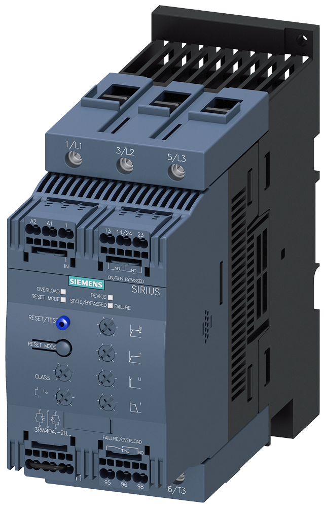 Siemens 3RW4047-2BB05 SIRIUS soft starter S3 106 A, 75 kW/500 V, 40 ?C 400-600 V AC, 24 V AC/DC spring-type terminals