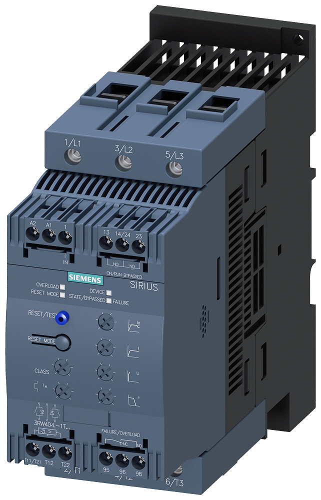 Siemens 3RW4047-1TB05 SIRIUS soft starter S3 106 A, 75 kW/500 V, 40 °C 400-600 V AC, 24 V AC/DC Screw terminals Thermistor motor protection