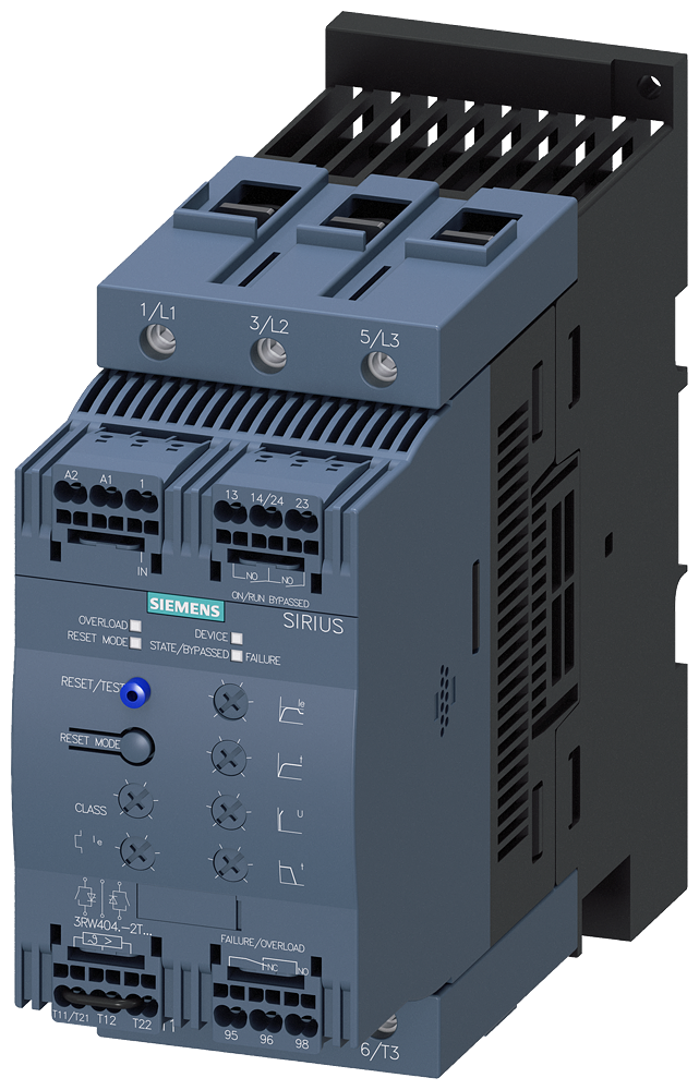 Siemens 3RW4047-2TB05 SIRIUS soft starter S3 106 A, 75 kW/500 V, 40 ?C 400-600 V AC, 24 V AC/DC spring-type terminals Thermistor motor protection