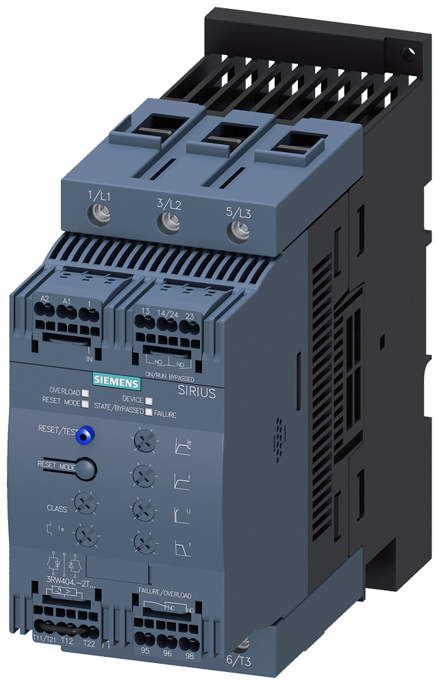 Siemens 3RW4046-2TB04 SIRIUS soft starter S3 80 A, 45 kW/400 V, 40 ?C 200-480 V AC, 24 V AC/DC spring-type terminals Thermistor motor protection