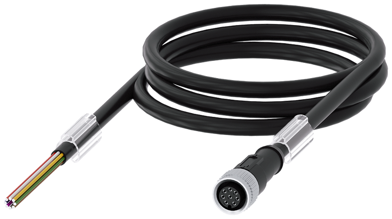 SIEMENS 3SX5601-2GA15 connection cable 8-pole bare cable end, 15 m long, straight socket M12, 2 A and 30 V
