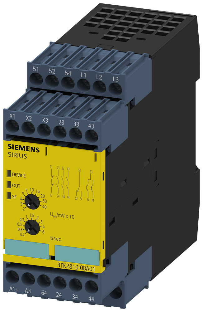 SIEMENS 3TK2810-0BA01 Safety switching device safety-oriented standstill monitoring, 24 V DC, 45 mm