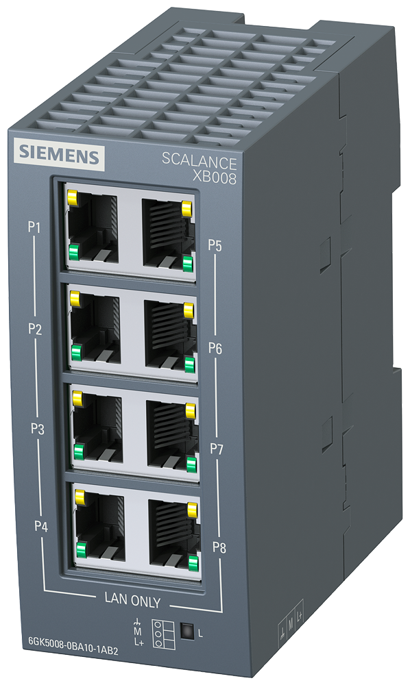 SIEMENS 6GK5008-0BA10-1AB2 SCALANCE XB008, unmanaged switch, 8x RJ45