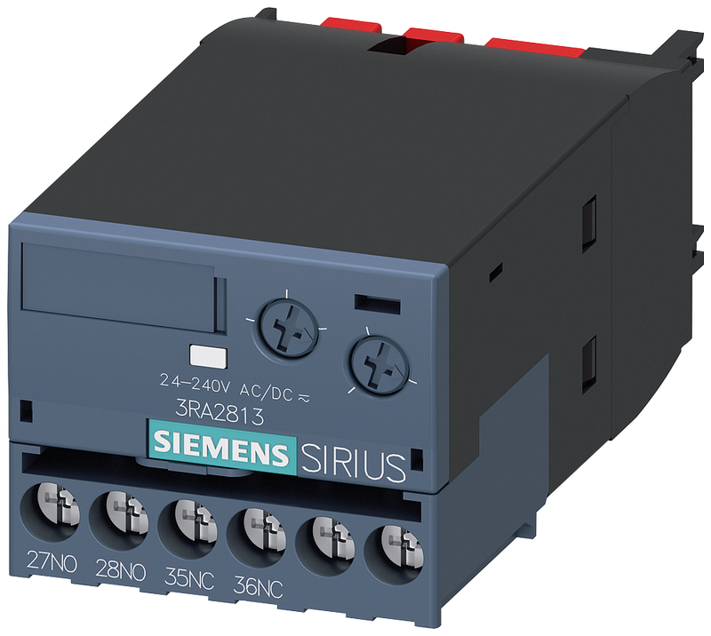 SIEMENS 3RA2813-1FW10 Auxiliary switch, electron. delayed, ON-delay Relay 1 NC + 1 NO