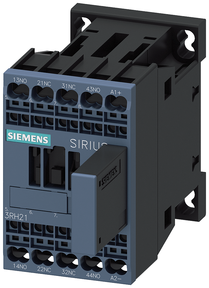 SIEMENS 3RH2122-2WB40 Coupling contactor relay, 2 NO+2 NC, 24 V DC, S00, spring-loaded terminal, with varistor