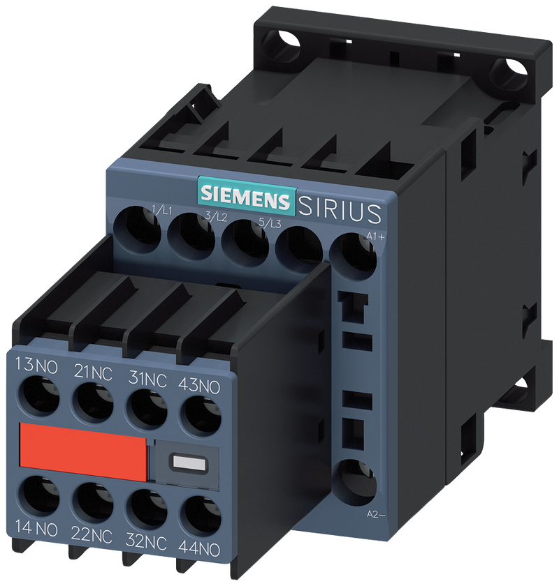 SIEMENS 3RT2017-1FB44-3MA0 Contactor, AC-3e, 12 A/5.5 kW/400 V, 3-pole, 24 V DC, 2 NO+2 NC, screw terminal