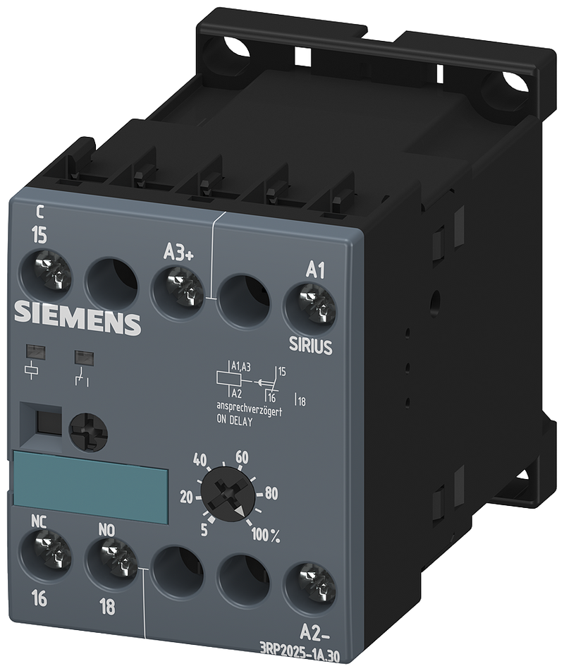 SIEMENS 3RP2025-1AP30 Timing relay, electronic, ON-delay 1 CO, 24 V AC/DC, 200-240 V AC