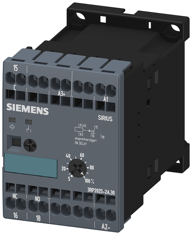 SIEMENS 3RP2025-2AP30 Timing relay, electronic, ON-delay 1 CO, 24 V AC/DC, 200-240 V AC