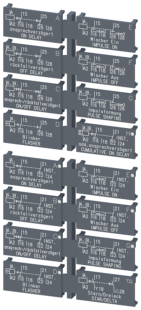 SIEMENS 3RP2901-0B Label set for multi-function device, 2 CO label set (1 unit) with 16 functions