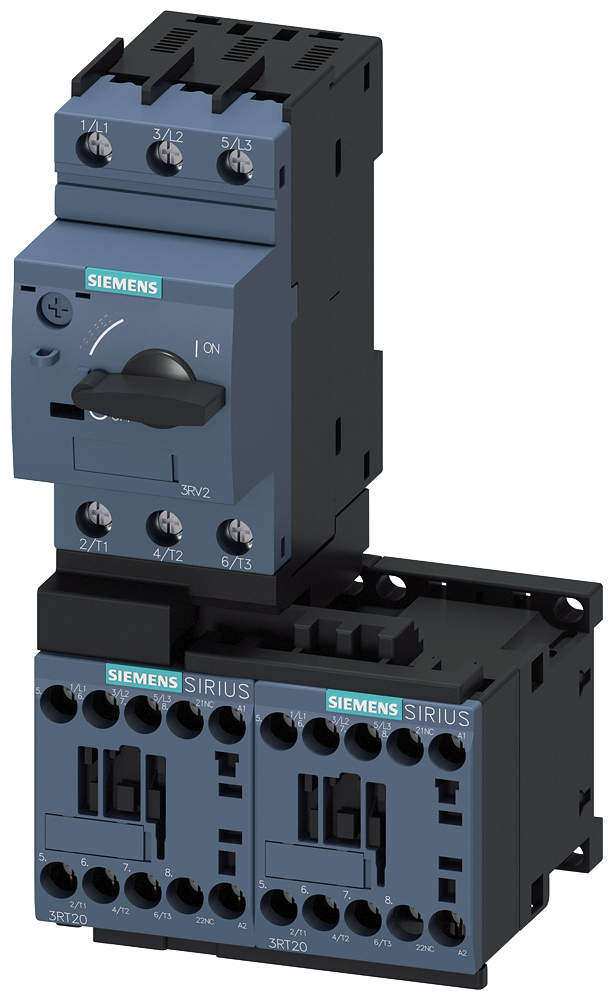 SIEMENS 3RA2210-0DA15-2AP0 Load feeder, reversing starter, S00, 0.22-0.32 A, 230 V AC, 50/60 Hz, 150 kA