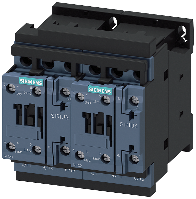 SIEMENS 3RA2324-8XB30-1AK6 Reversing contactor assembly AC-3, 5.5 kW/400 V 110 V AC 120 V 60 Hz 3-pole S0