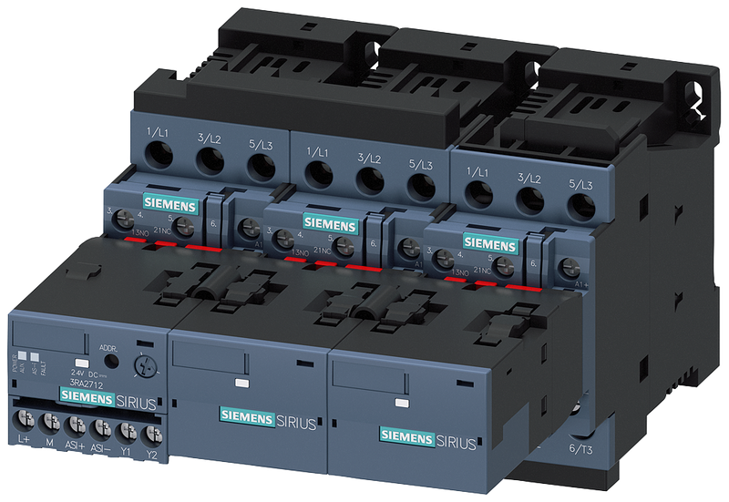 SIEMENS 3RA2423-8XH32-1BB4 Contactor assembly for star-delta (wye-delta) start with AS-i AC3, 11 kW/400 V 24 V DC, 3-pole S0
