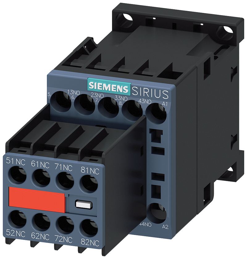 SIEMENS 3RH2244-1AF00 contactor relay, 4 NO + 4 NC, 110 V AC, 50 / 60 Hz, size S00, screw terminal, captive auxiliary switch