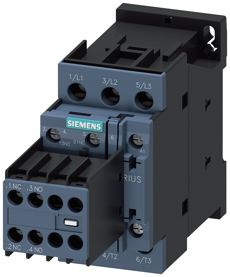 SIEMENS 3RT2023-1AB04 Contactor, AC-3e, 9 A/4 kW/400 V, 3-pole, 24 V AC/50 Hz, 2 NO+2 NC, screw terminal