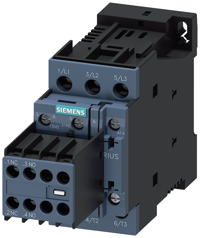 SIEMENS 3RT2024-1BB44 Contactor, AC-3e, 12 A/5.5 kW/400 V, 3-pole, 24 V DC, 2 NO+2 NC, screw terminal