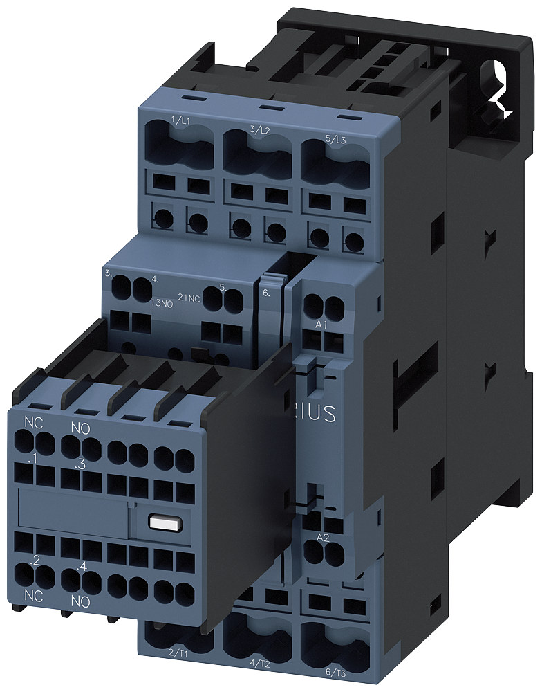 SIEMENS 3RT2025-2AP04 Contactor, AC-3e, 17 A/7.5 kW/400 V, 3-pole, 230 V AC/50 Hz, 2 NO+2 NC, spring-type terminal