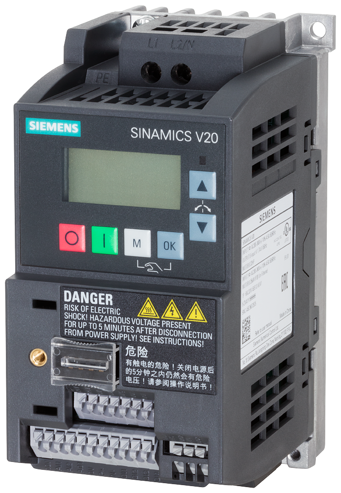 SIEMENS 6SL3210-5BB12-5UV1 SINAMICS V20, 1 AC 200-240 V, 0,25 kW, IP20 / UL open type, FSAA