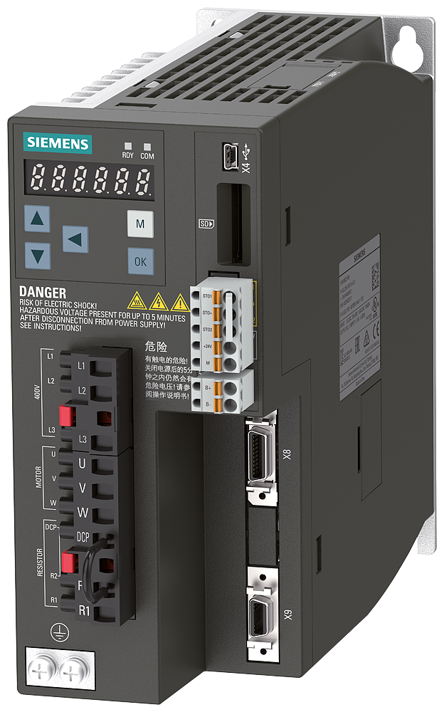 SIEMENS 6SL3210-5FE11-0UF0 SINAMICS V90, 3 AC 380-480 V, 1,00 kW, IP20 / UL open type, FSA