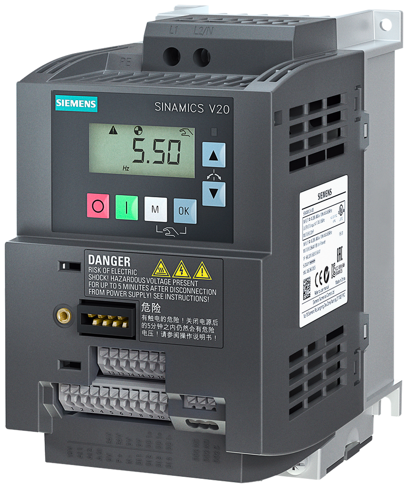 SIEMENS 6SL3210-5BB21-1UV1 SINAMICS V20, 1 AC 200-240 V, 1,10 kW, IP20 / UL open type, FSAC
