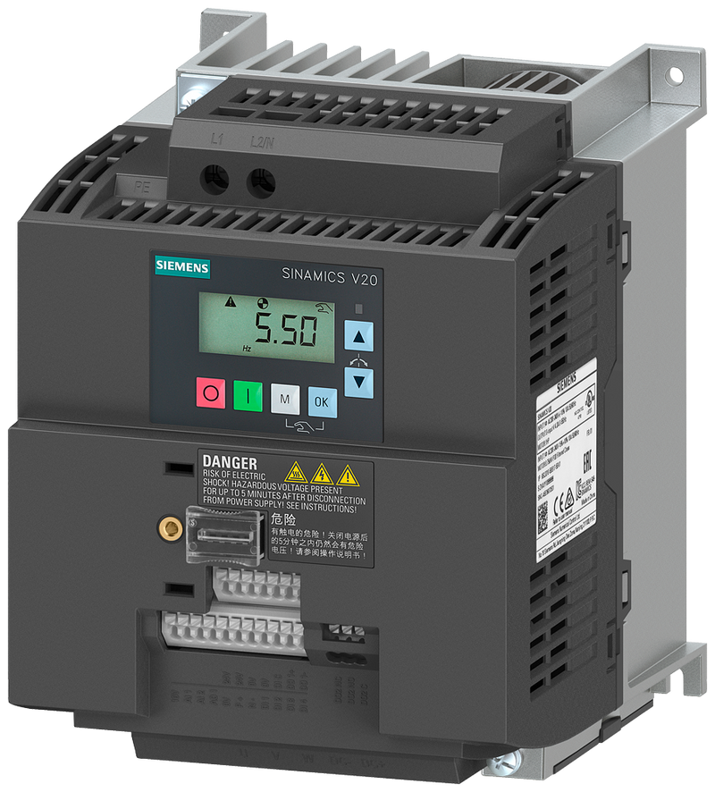 SIEMENS 6SL3210-5BB22-2UV1 SINAMICS V20, 1 AC 200-240 V, 2,20 kW, IP20, FSAD