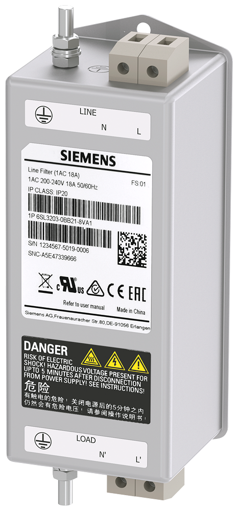 SIEMENS 6SL3203-0BB21-8VA1 Line filter, 1AC 200-240 V, 18,0 A