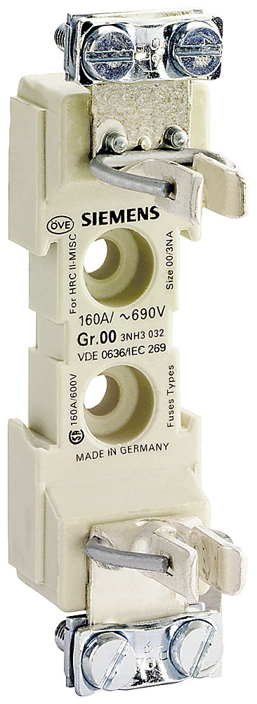 SIEMENS 3NH3032 LV HRC fuse base size 00, 1-pole 160 A 690 V (1000 V) saddle-type terminal