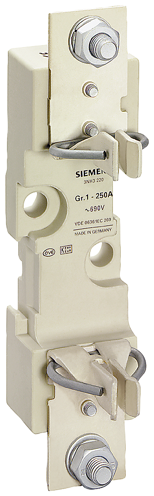 SIEMENS 3NH3220 LV HRC fuse base size 1, 1-pole 250 A 690 V (1000 V) double busbar terminal