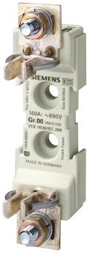 SIEMENS 3NH3030 LV HRC fuse base size 00, 1-pole 160 A 690 V (1000 V) flat terminal, 95 mm2