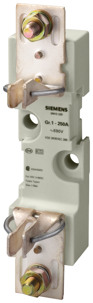 SIEMENS 3NH3230 LV HRC fuse base size 1, 1-pole 250 A 690 V (1000 V) flat terminal