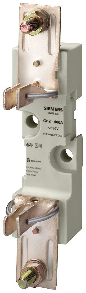 SIEMENS 3NH3330 LV HRC fuse base size 2, 1-pole 400 A 690 V (1000 V) flat terminal
