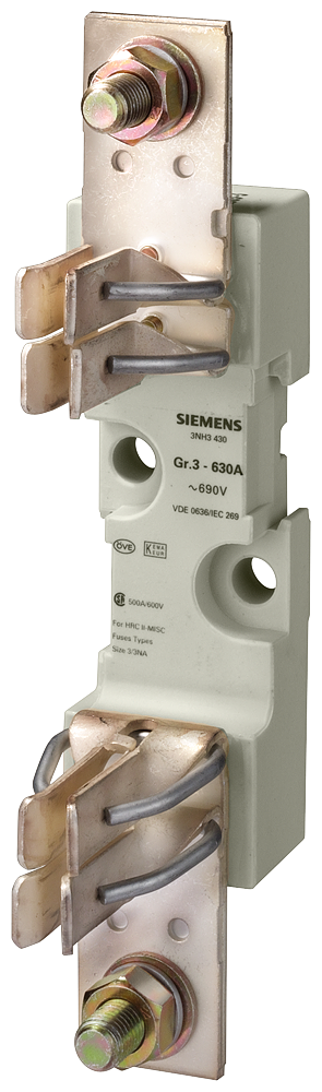 SIEMENS 3NH3420 LV HRC fuse base size 3, 1-pole 630 A 690 V (1000 V) double busbar terminal