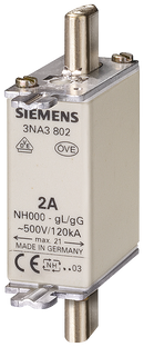 SIEMENS 3NA3832-8 LV HRC fuse link, NH000, In: 125 A, gG, Un AC: 400 V, Un DC: 250 V