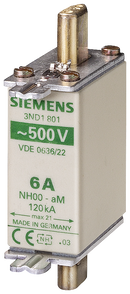 SIEMENS 3ND1814 LV HRC fuse link, NH000, In: 35 A, aM, Un AC: 500 V, front indicator