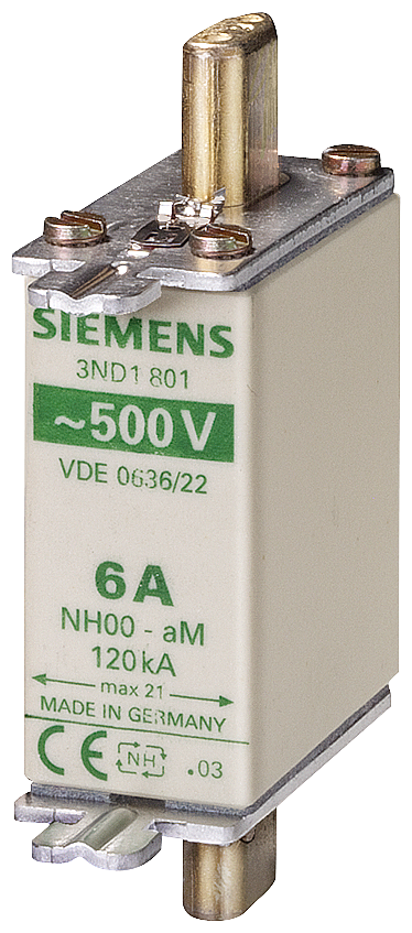 SIEMENS 3ND1814 LV HRC fuse link, NH000, In: 35 A, aM, Un AC: 500 V, front indicator