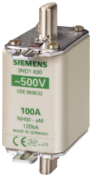 SIEMENS 3ND1832 LV HRC fuse link, NH00, In: 125 A, aM, Un AC: 500 V, front indicator