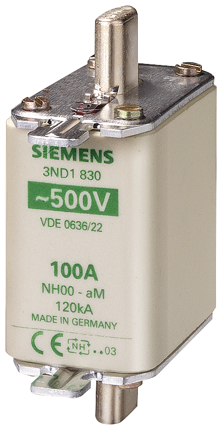 SIEMENS 3ND1832 LV HRC fuse link, NH00, In: 125 A, aM, Un AC: 500 V, front indicator