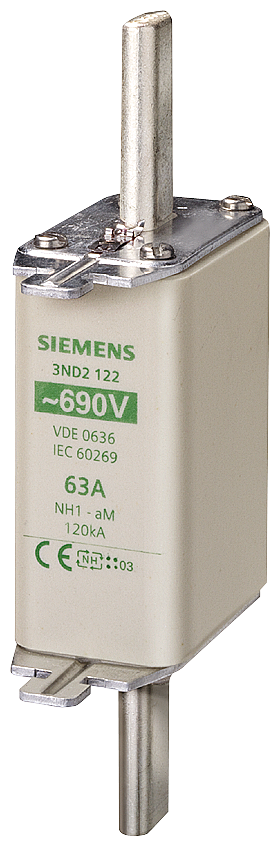 SIEMENS 3ND2144 LV HRC fuse link, NH1, In: 250 A, aM, Un AC: 690 V, front indicator