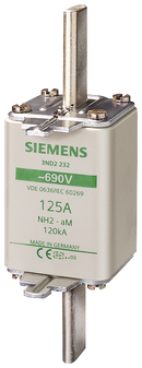 SIEMENS 3ND2232 LV HRC fuse link, NH2, In: 125 A, aM, Un AC: 690 V, front indicator