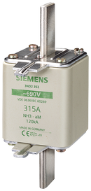 SIEMENS 3ND1365 LV HRC fuse link, NH3, In: 500 A, aM, Un AC: 690 V, front indicator
